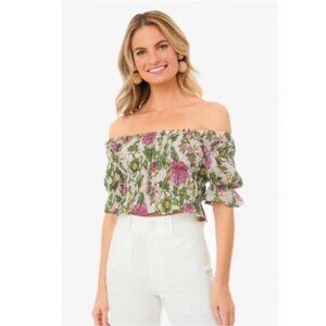 NEW Banjanan Size Large Blouse Floral Off The Shoulder Cora Top Freyja Flower
